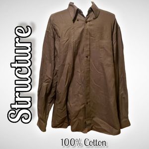 Structure Men's 100% Cotton Fitted Dress Shirt L
